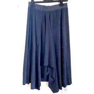 Lilla P Terry Cloth Waterfall Asymmetric Hemline Midi Skirt in Blue Size M NWT